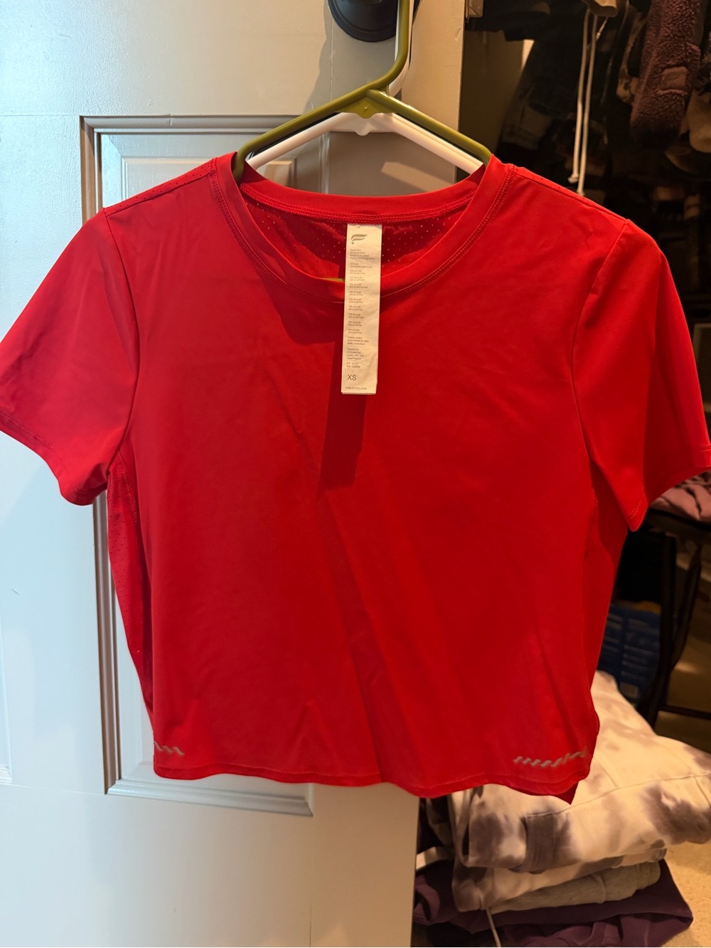 Fabletics Red Short-Sleeve Crewneck Performance Tee (never worn)